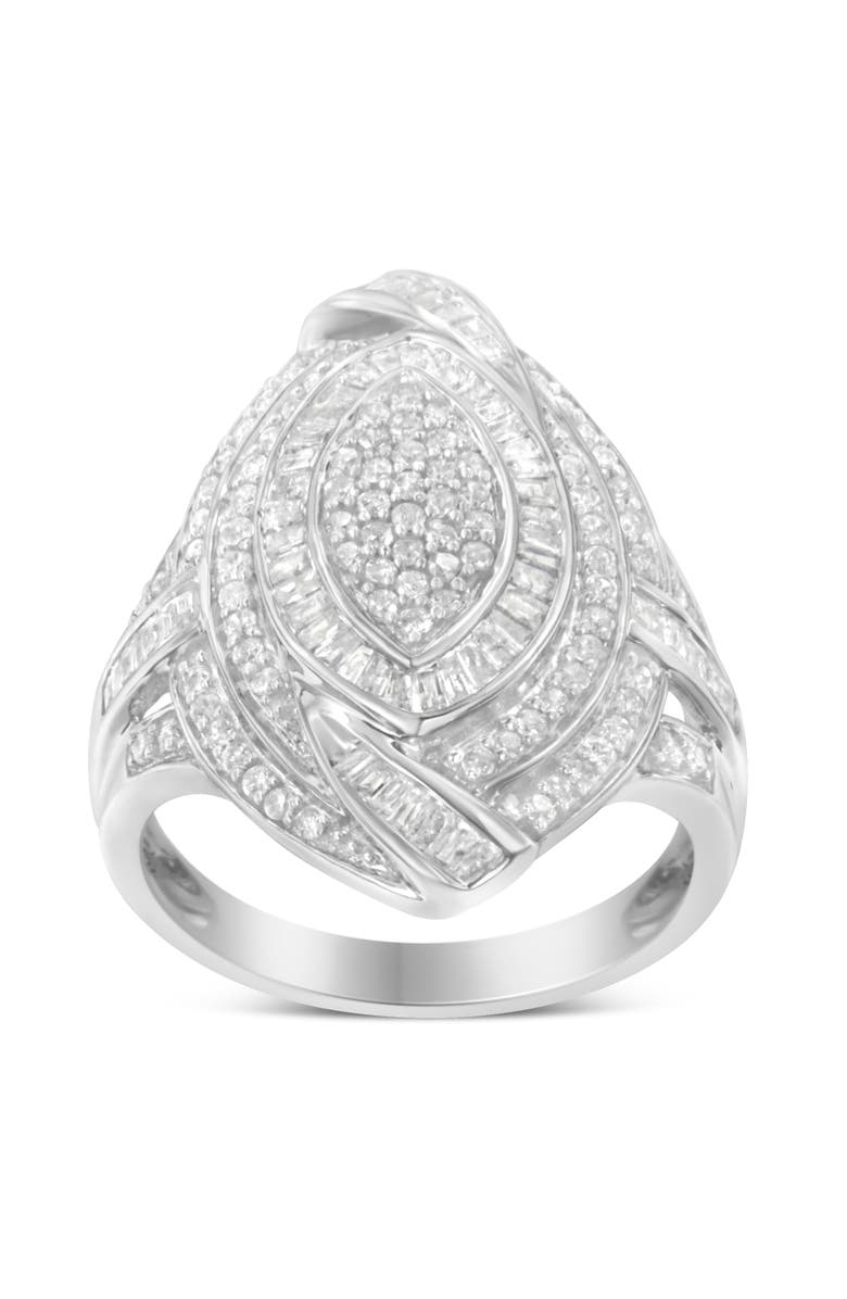 Haus of Brilliance Silver 1-1/8 Cttw Diamond Cluster Triple Halo Knot Cocktail Ring, Alternate, color, Silver