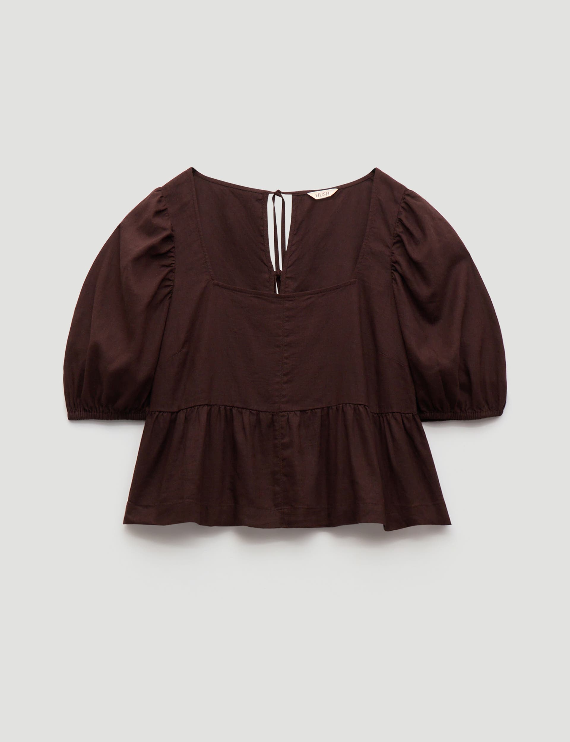 Alva Puff Sleeve Linen Beach Top - image 4