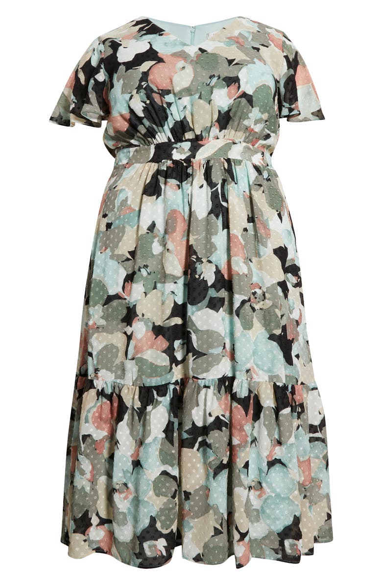 KASPER Clip Dot Flutter Sleeve Dress, Alternate, color, Black Multi