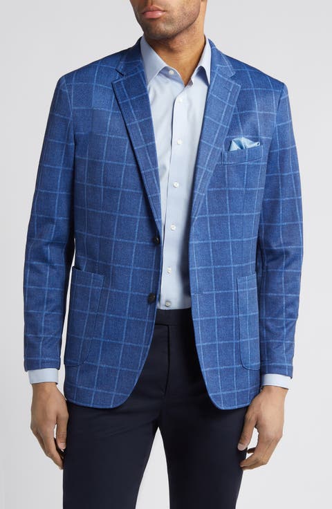 XC Flex® Blue Windowpane Check Knit Sport Coat