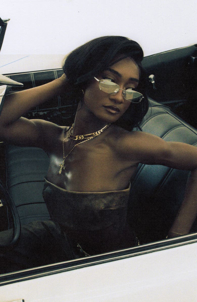 DEZI Hooked 54mm Rectangular Sunglasses, Alternate, color, Silver / Blue Faded Flash