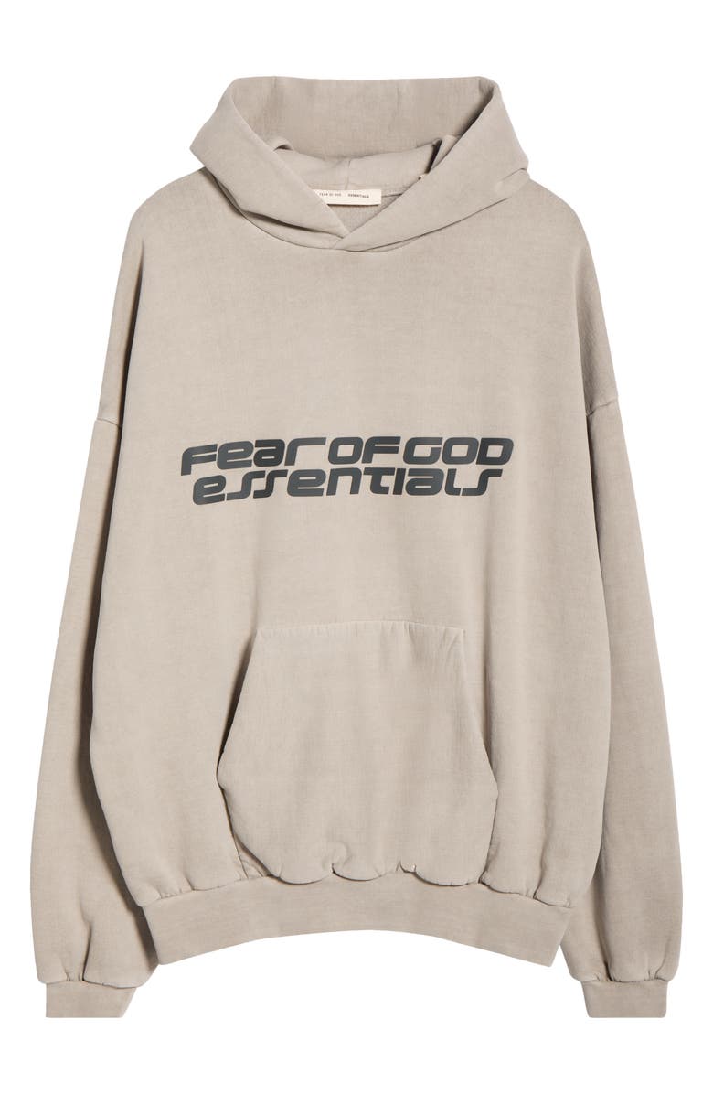 Fear of God Essentials '90s Fleece Logo Graphic Hoodie, Main, color, Smoke Grey
