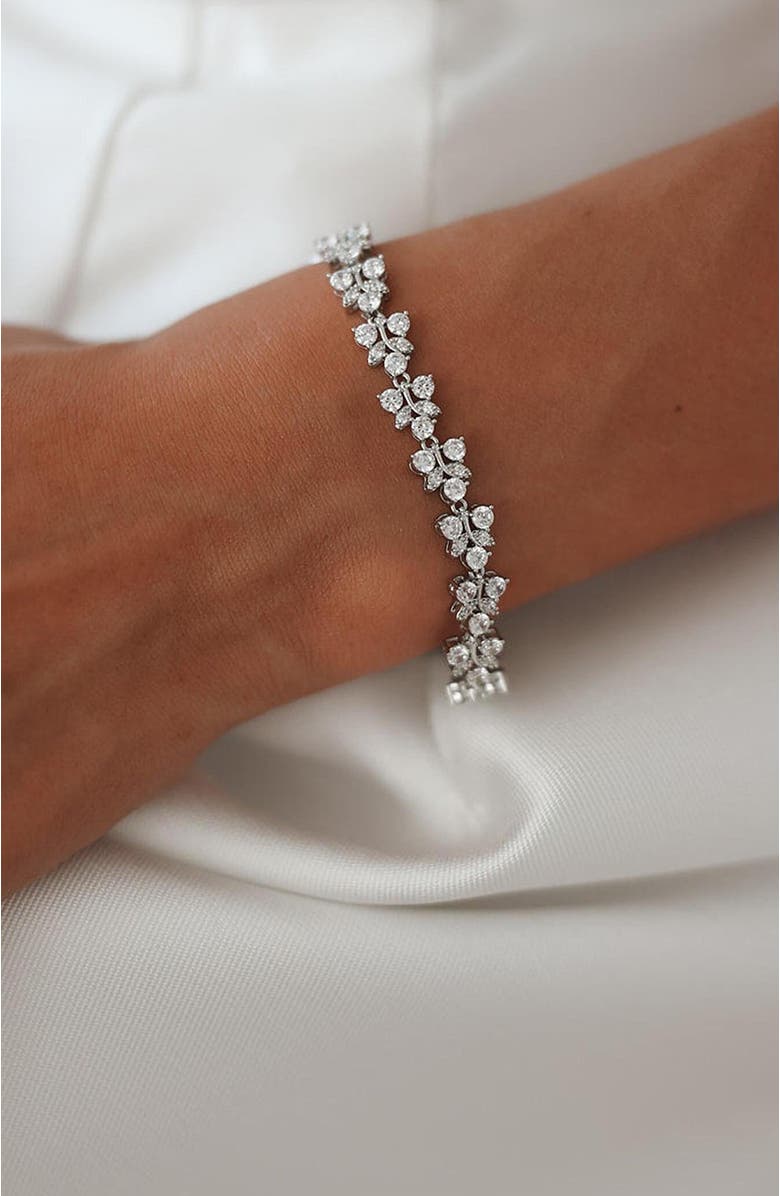 Untamed Petals Charming Crystal Bracelet, Alternate, color, Silver