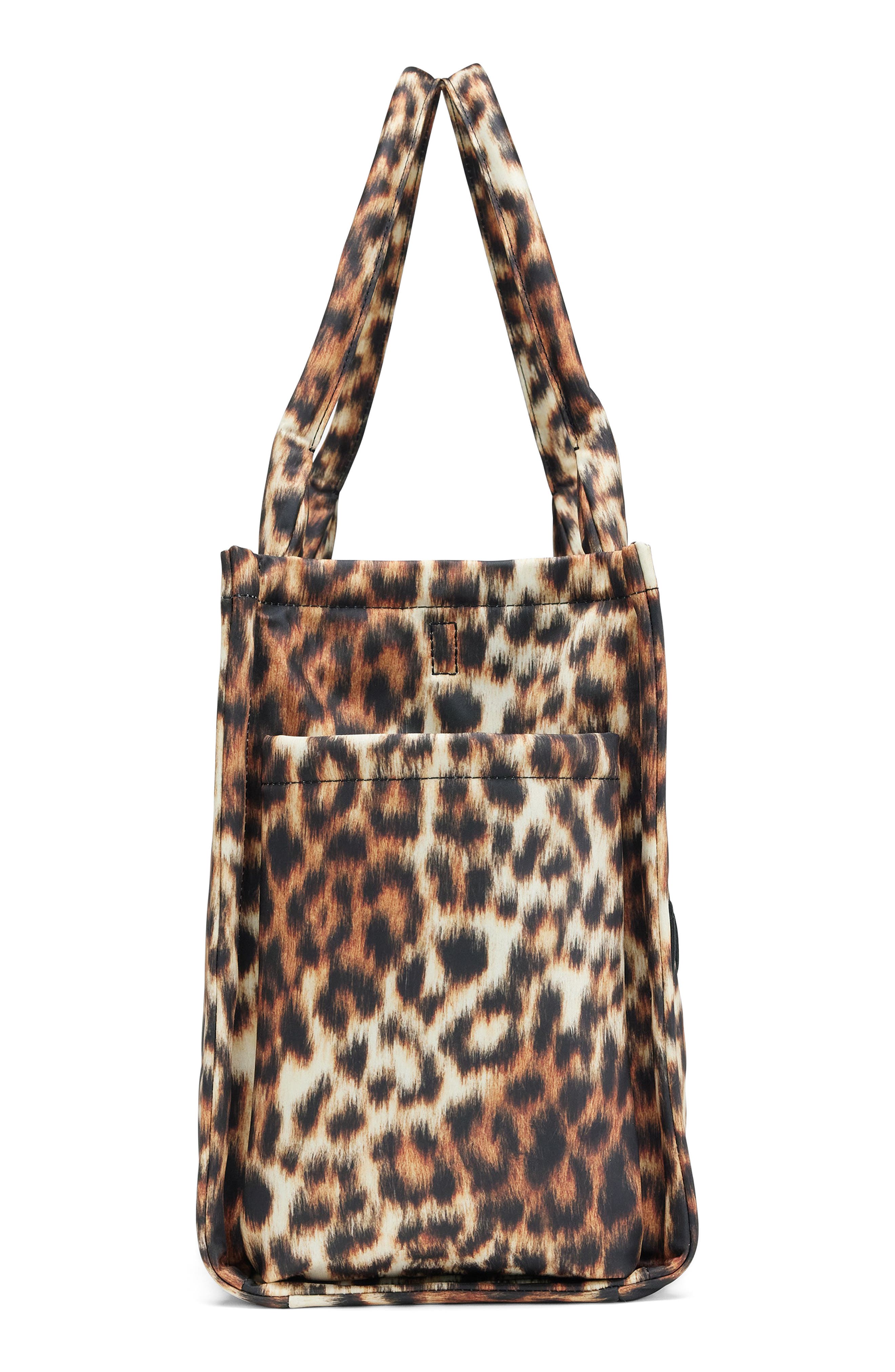 Large The Tote Bag Leopard Puffy Tote, Alternate, color, BROWN MULTI