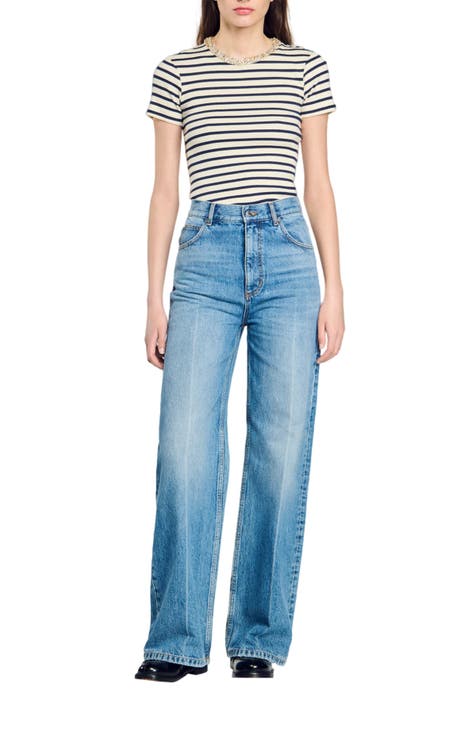 Sandro Pat store Blue and White Blotched Skinny Ankle Jeans, EUC, Size 4-6, MSRP $329