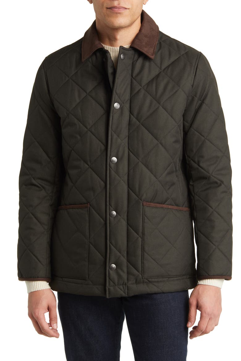 Erikson Water Resistant Quilted Riding Jacket, Alternate, color, OLIVE