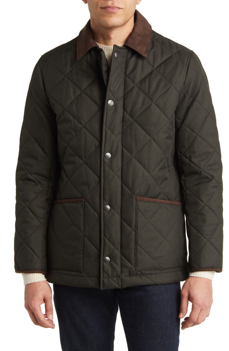 Hart Schaffner Marx Erikson Water Resistant Quilted Riding Jacket, Alternate, color, Olive