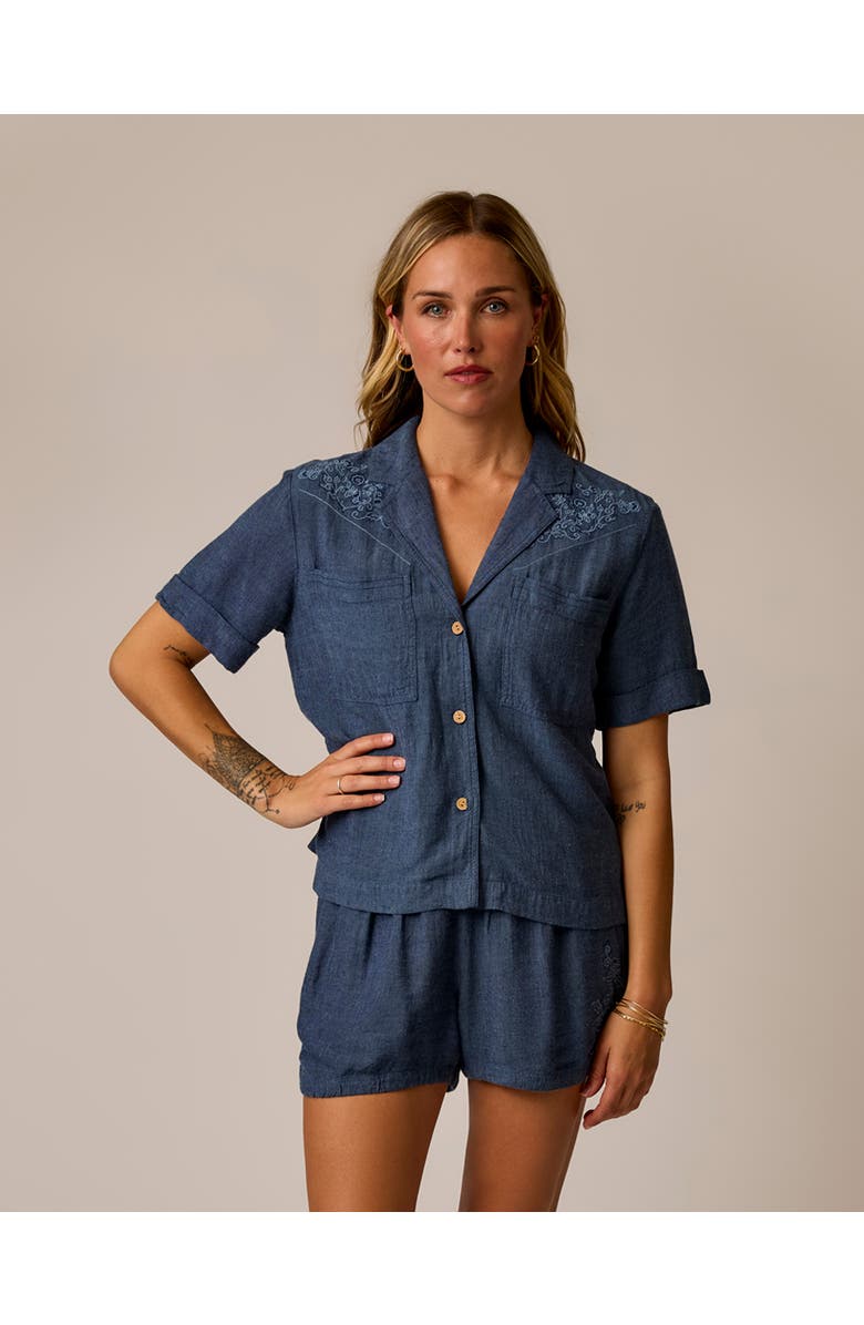 Carve Designs Luca Linen Shirt, Main, color, Captain Chambray