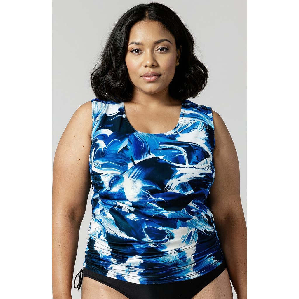 Calypsa Plus Size Closed Back Maya Swim Top In Blue