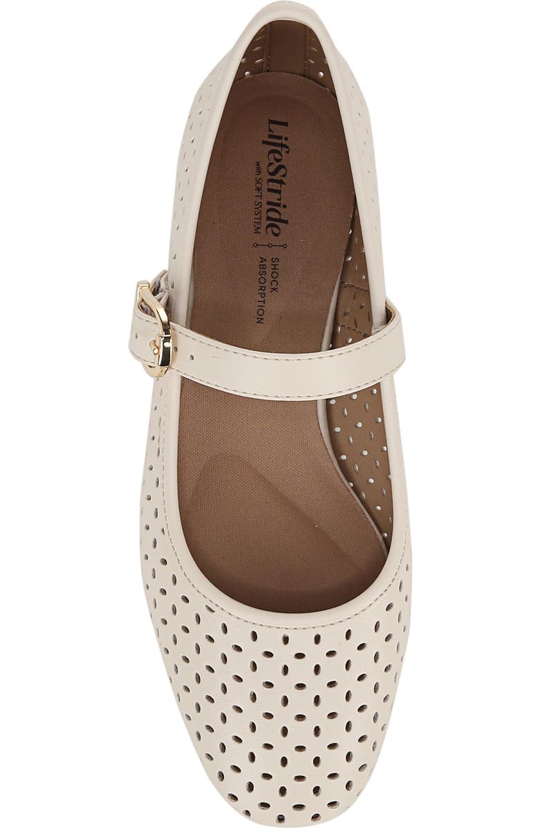 LifeStride Cameom Perforated Ballet Flat, Alternate, color, Cream