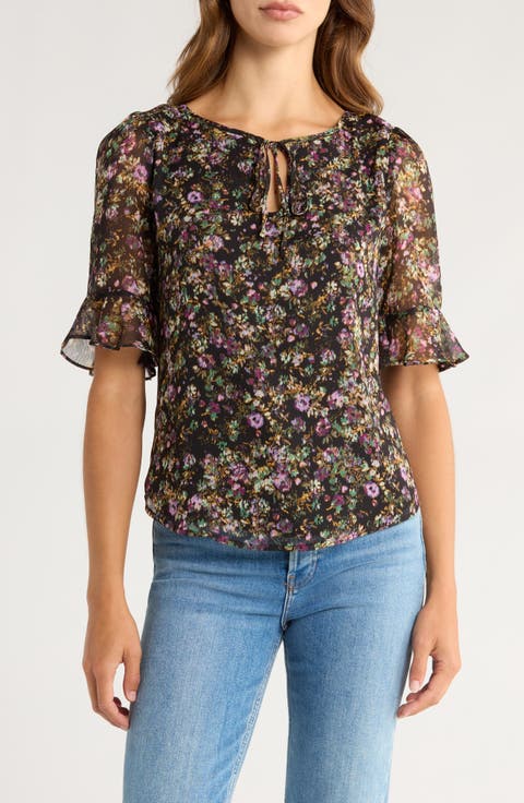 Floral Split Neck Top