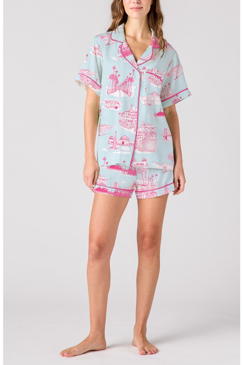 California Toile Shorts Set, Main, color, Light Blue