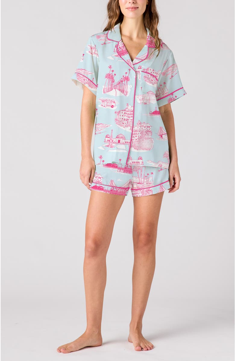 Katie Kime California Toile Shorts Set, Main, color,