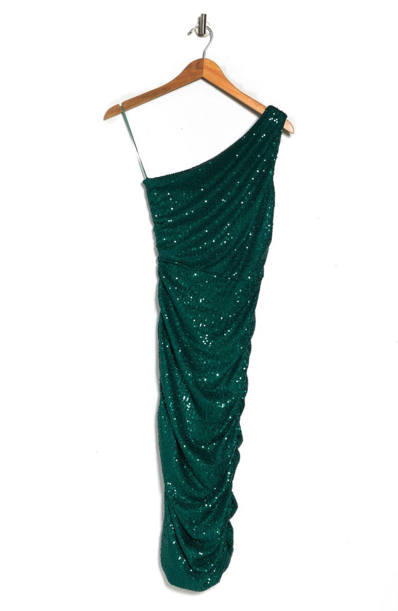 Love By Design Sequin One-Shoulder Midi Dress, Alternate, color, Emerald Green