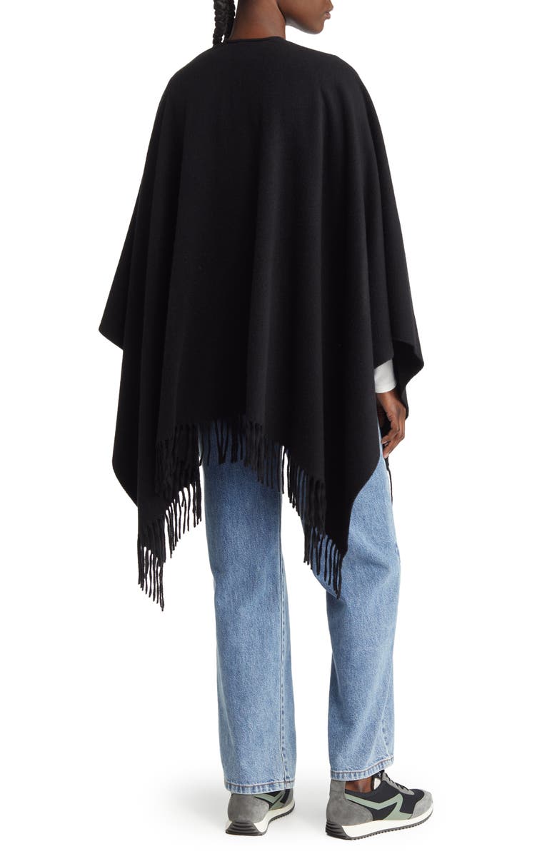 rag & bone Fringed Wool Ruana, Alternate, color, Blk