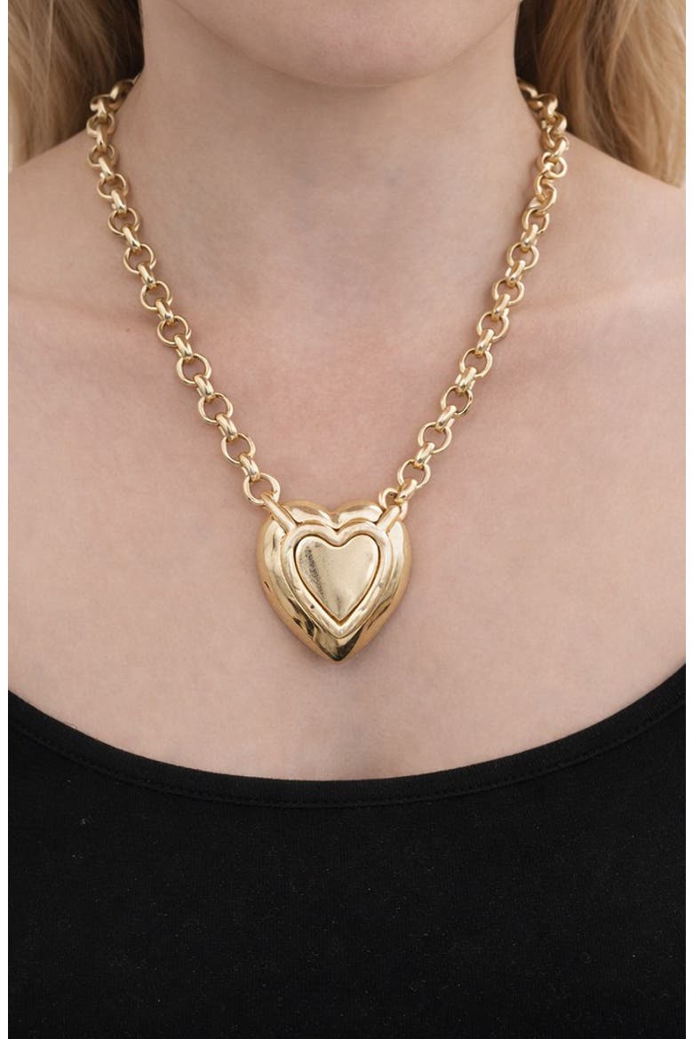 Stefanie Heart Charm Pendant Necklace, Alternate, color, GOLD