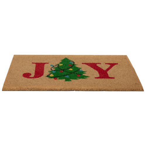 Northlight Natural Coir "joy" Christmas Tree Doormat 18" X 30" In Brown
