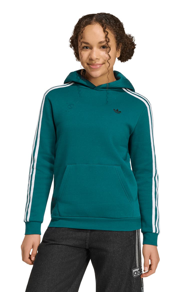 Kids' Adicolor Graphic Hoodie, Alternate, color, RICH GREEN/ BLACK