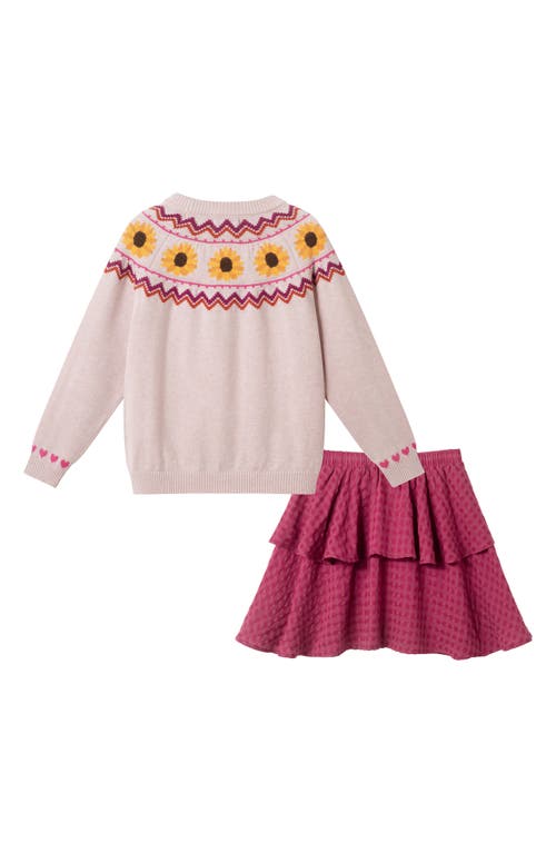 Andy & Evan Kids' Sunflower Sweater & Skirt Set In Pink