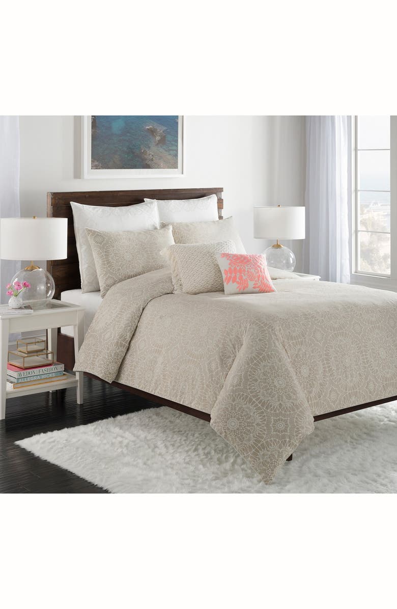 cupcakes and cashmere 'Lace Medallion' Duvet Cover, Main, color, 