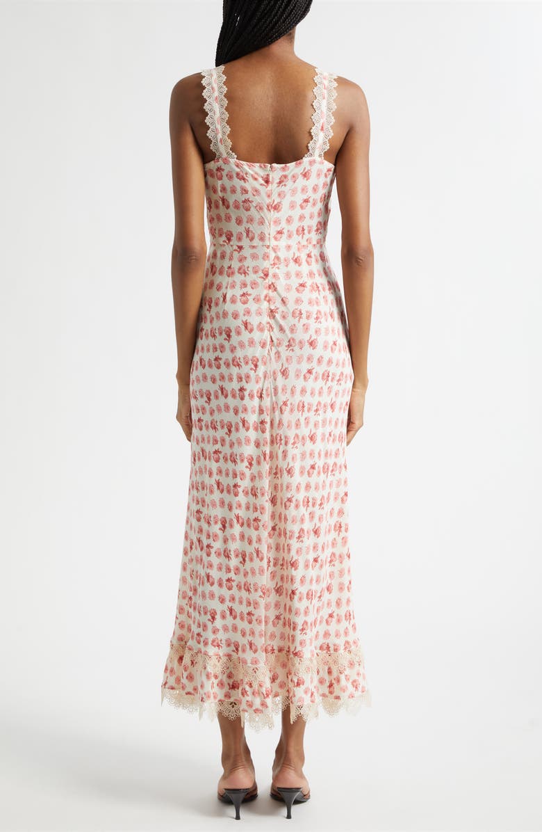 Cinq à Sept Stevie Ikat Roses Ruched Sleeveless Midi Dress, Alternate, color, Gardenia Multi