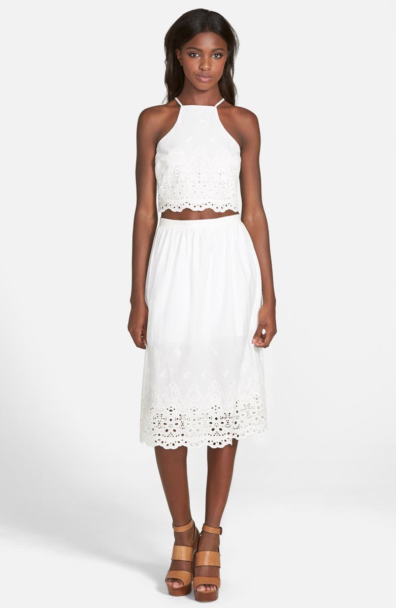 Lucca Couture Eyelet Midi Skirt, Alternate, color, 