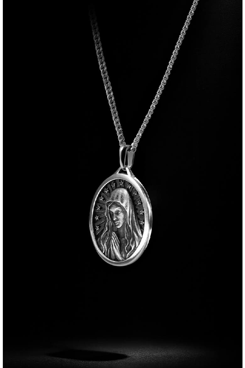 Men's Virgin Mary Pendant Necklace, Alternate, color, SILVER
