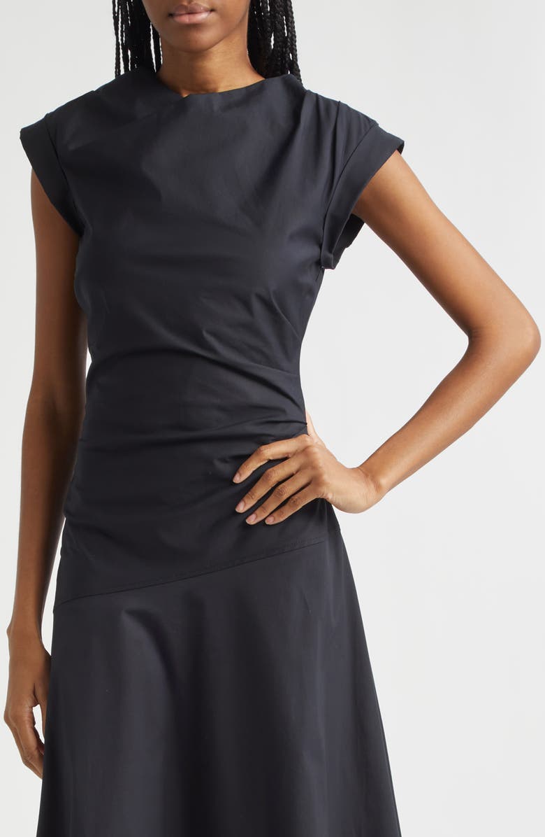 Veronica Beard Lisette Stretch Cotton Midi Dress, Alternate, color, Black