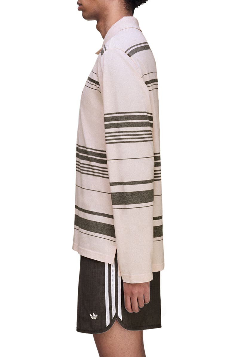 adidas x Wales Bonner Long Sleeve Stripe Cotton Piqué Polo, Alternate, color, Wonder Quartz