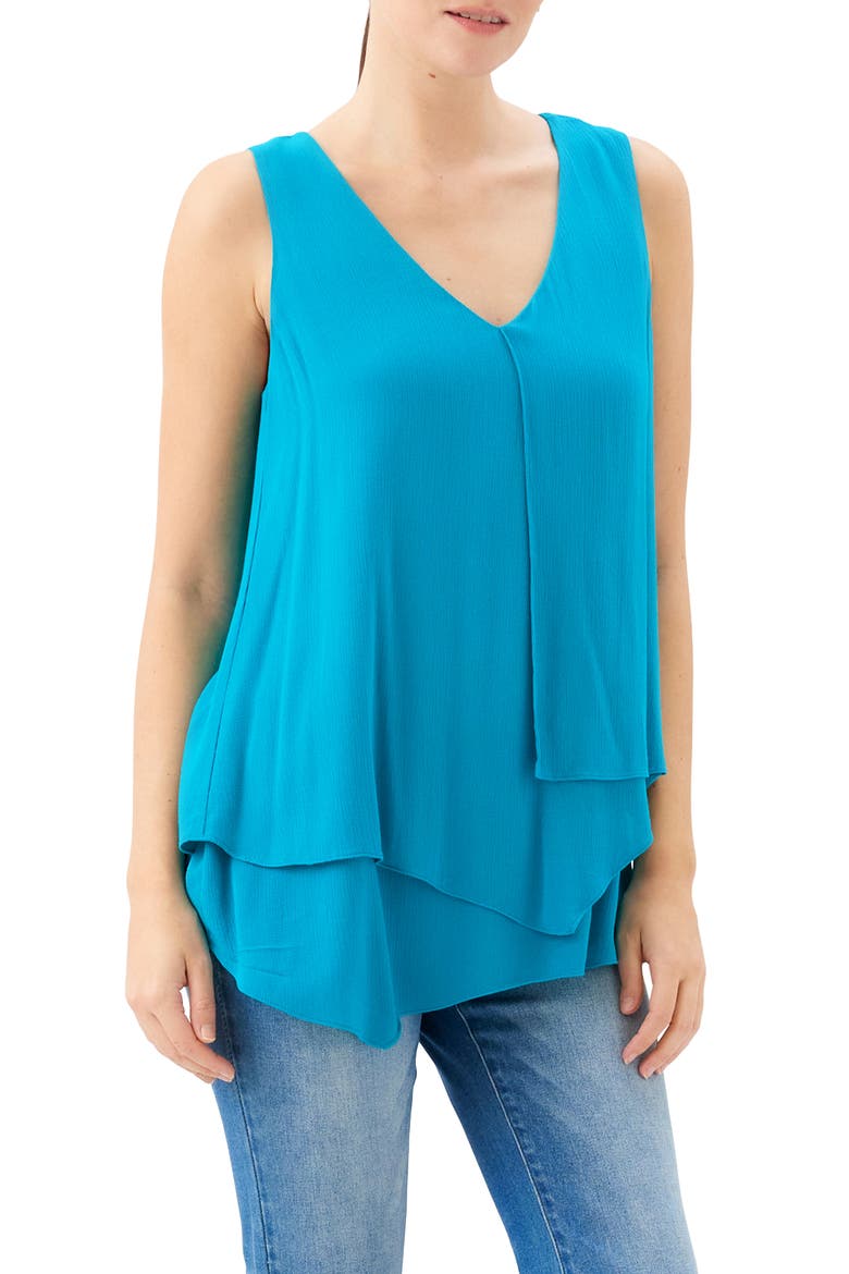 Drape Layered Asymmetric Tank, Alternate, color, TEAL