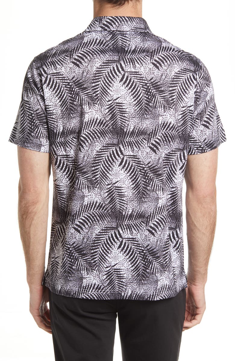 Bugatchi Digital Print Cotton Polo, Alternate, color, Black