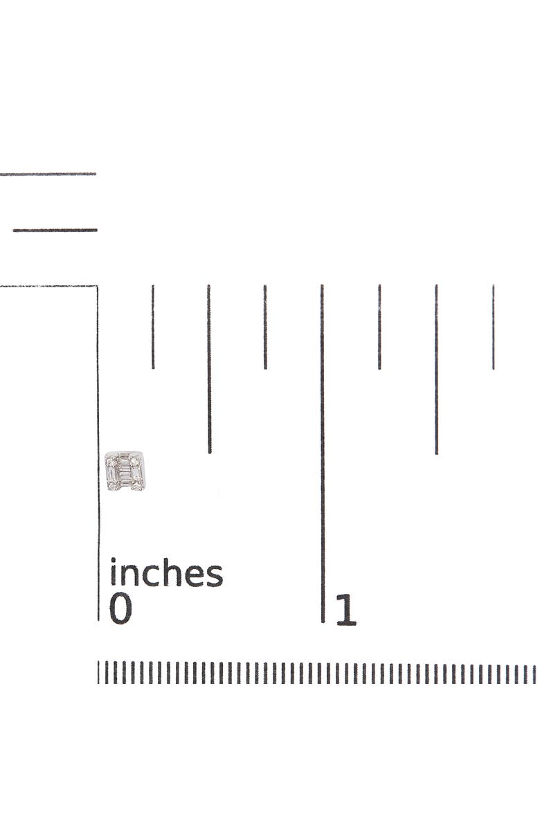 Haus of Brilliance 10K White Gold 1/7 Ct Round and Baguette Diamond Mosaic Square Stud Earrings, Alternate, color, White