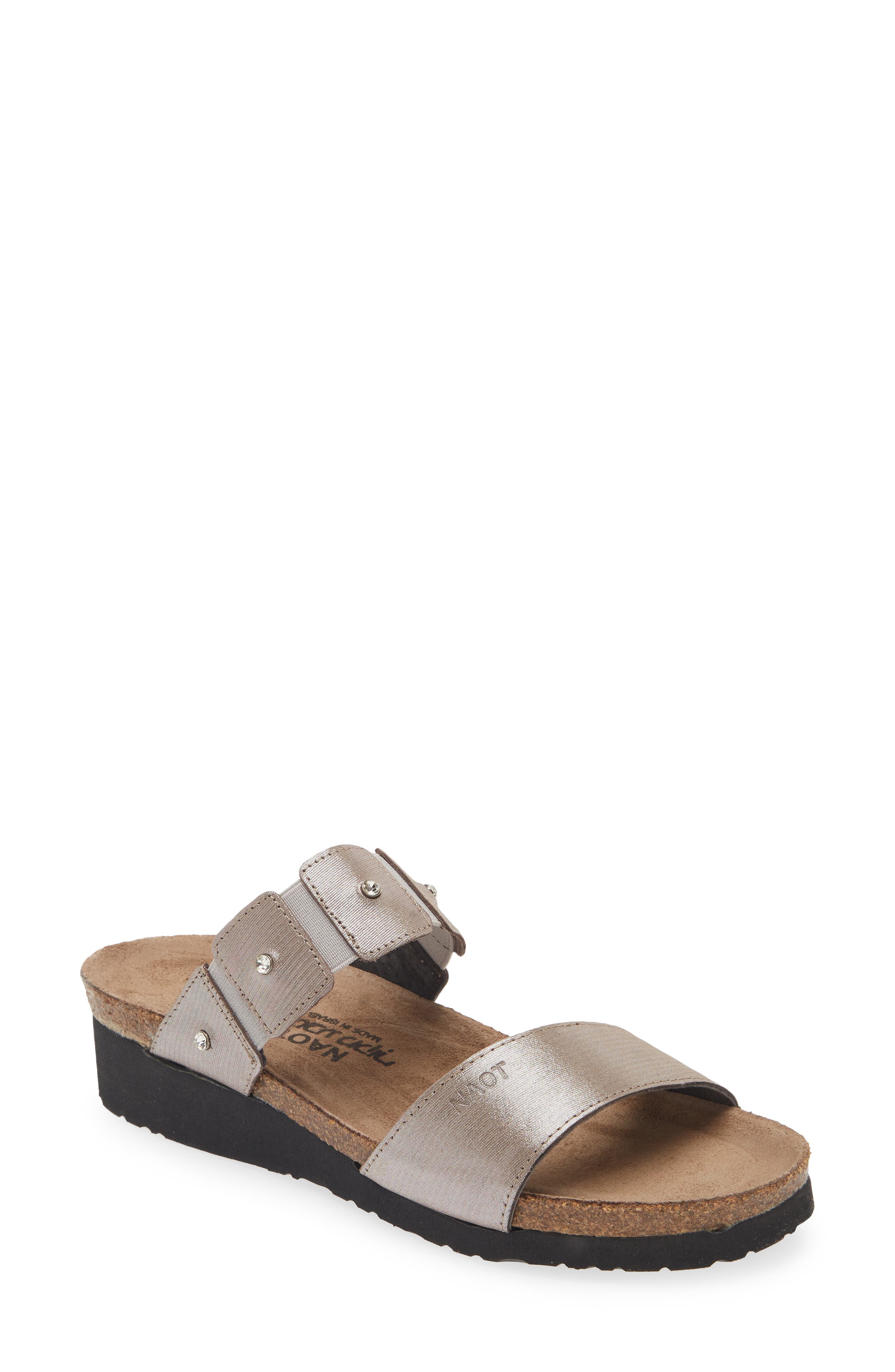 Naot 'Ashley' Sandal, Main, color, Silver Threads Leather