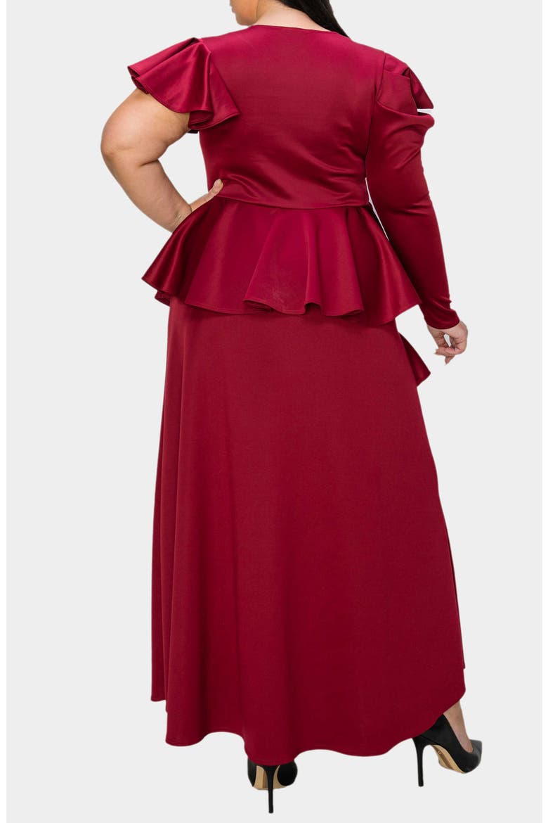 Vivienne Ruffle Maxi Dress, Alternate, color, BURGUNDY
