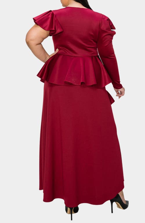 L I V D Vivienne Ruffle Maxi Dress In Burgundy