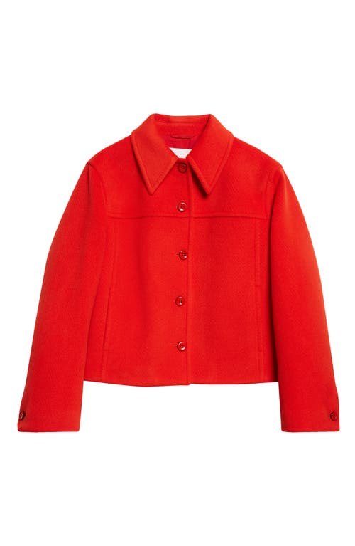 Jil Sander Cropped Boxy Wool Jacket In Red