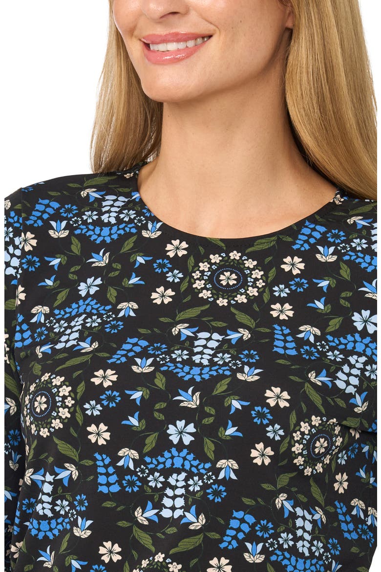 Floral Print Knit Top, Alternate, color, RICH BLACK