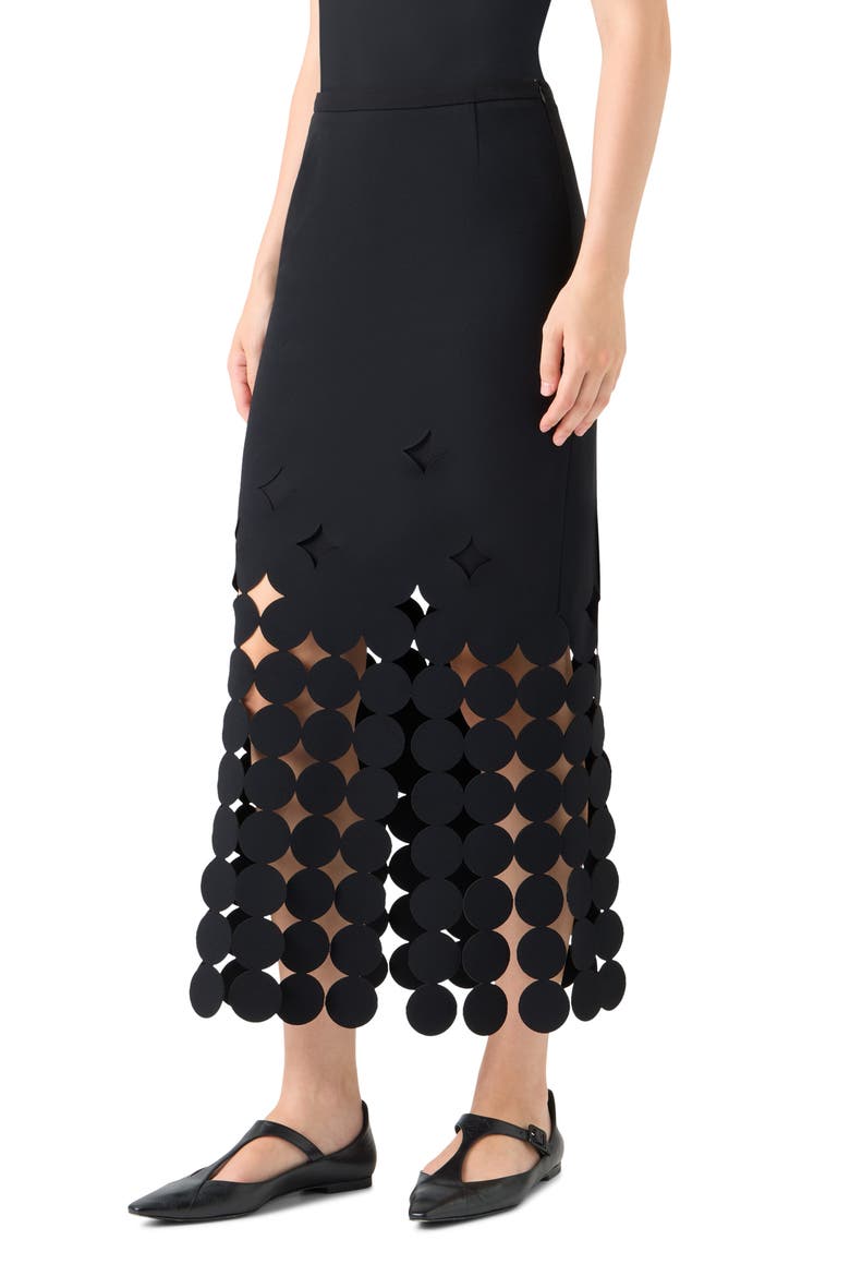 Dot Cutout Skirt, Alternate, color, BLACK