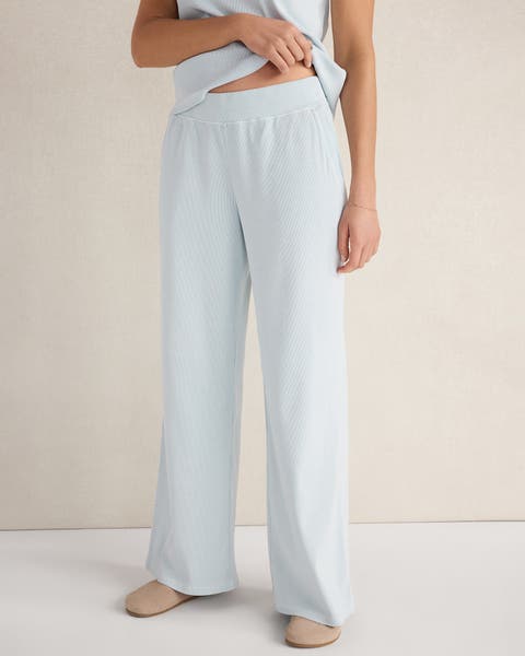 Organic Cotton Rib Knit Wide Leg Pants