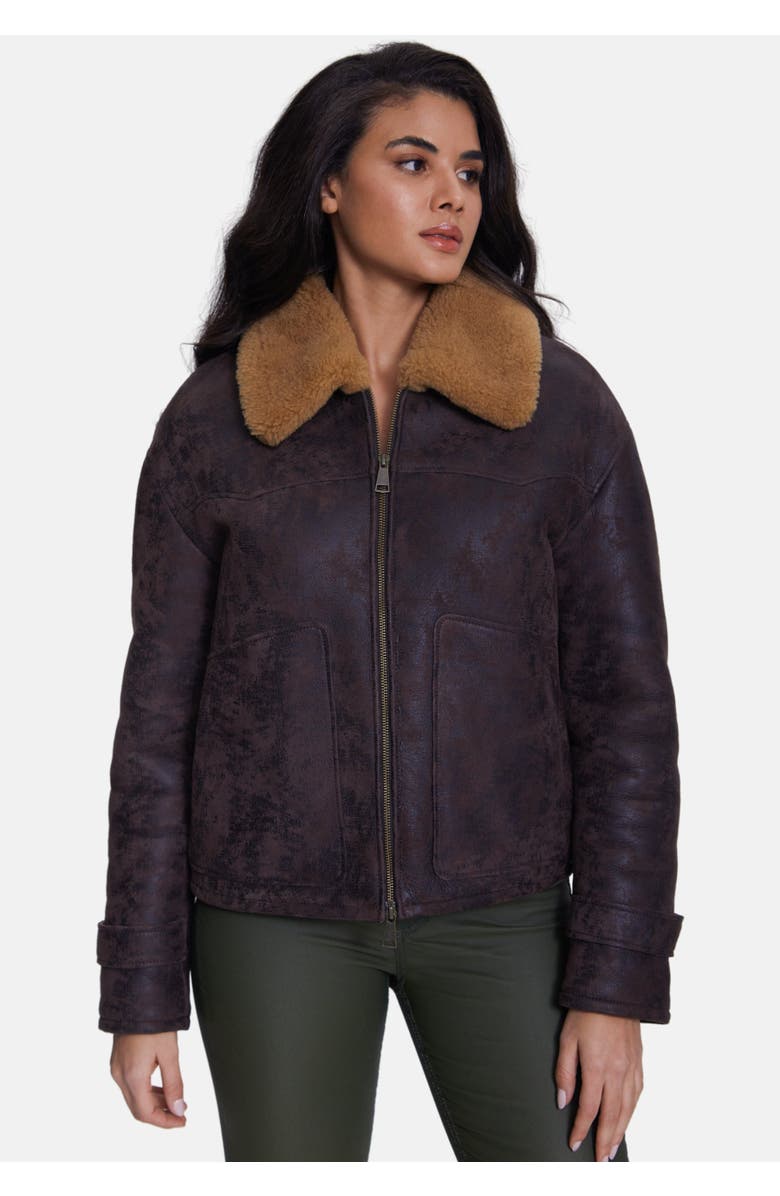 Furniq UK Eleanor Sheepskin Jacket, Alternate, color, Brown