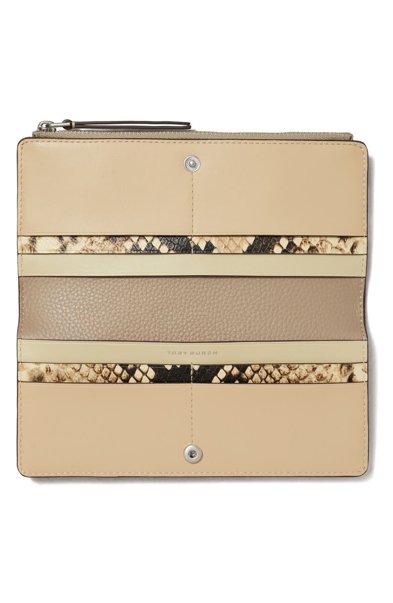 Tory Burch Robinson Slim Snake Embossed Leather Bifold Wallet, Alternate, color, 