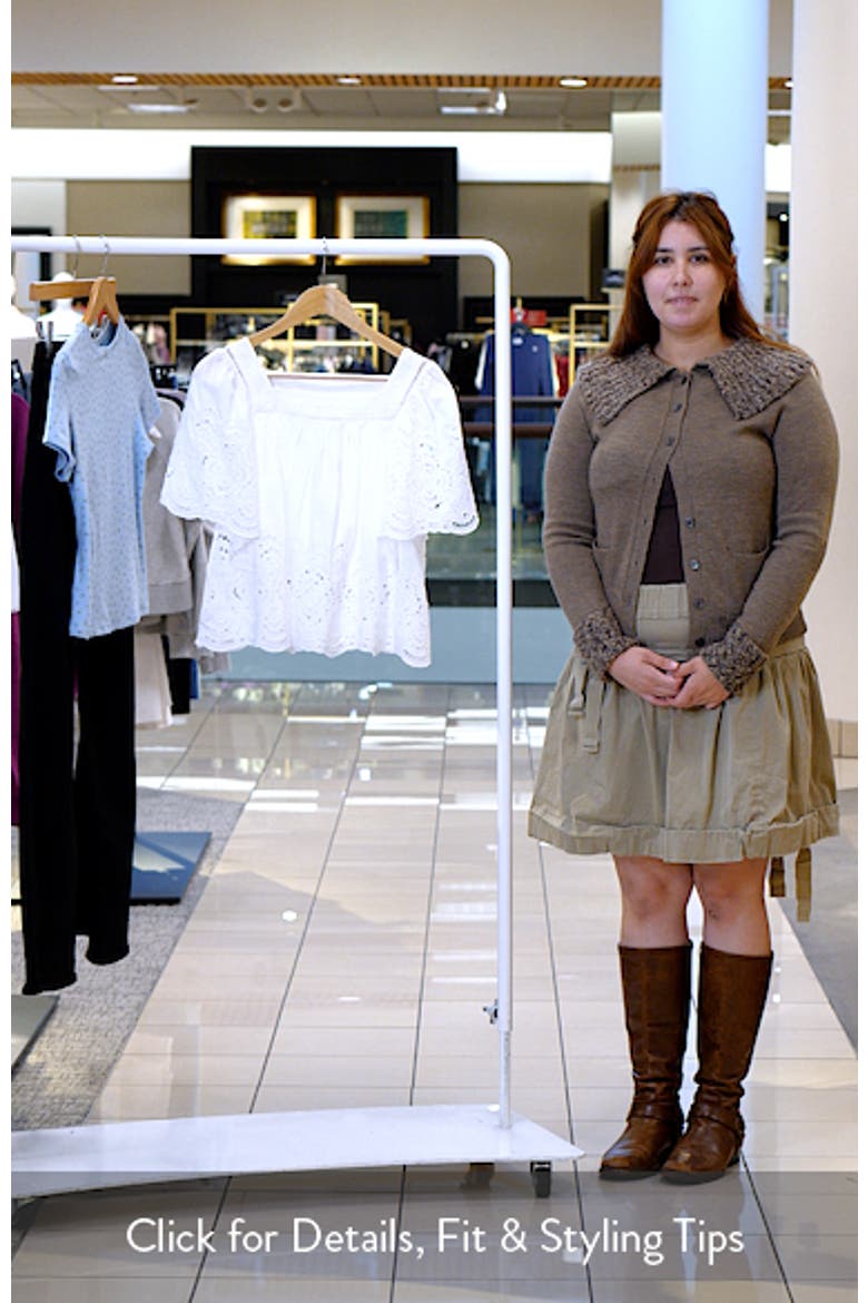 Eyelet Flutter Sleeve Cotton Blend Top video