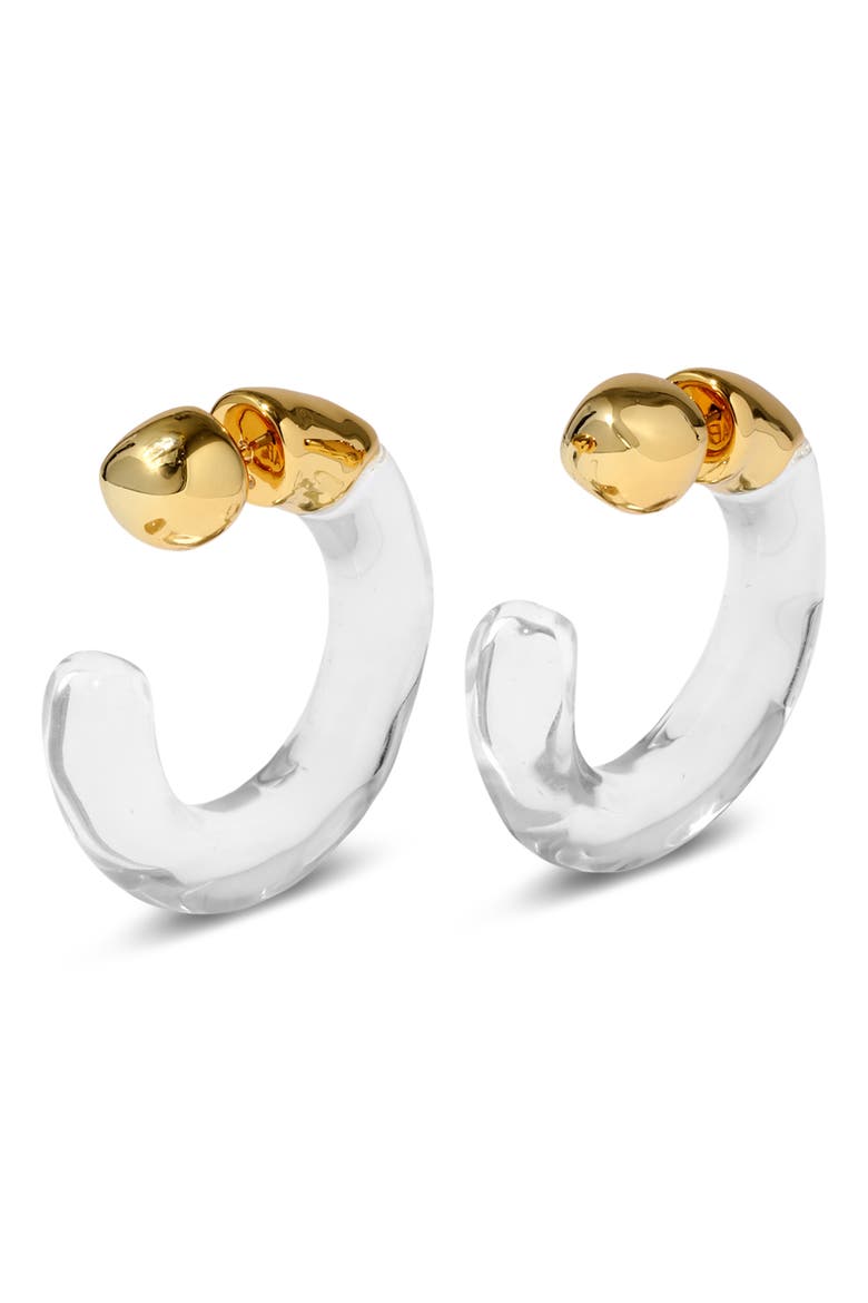 Liquid Lucite Front/Back Hoop Earrings, Alternate, color, GOLD/ LUCITE