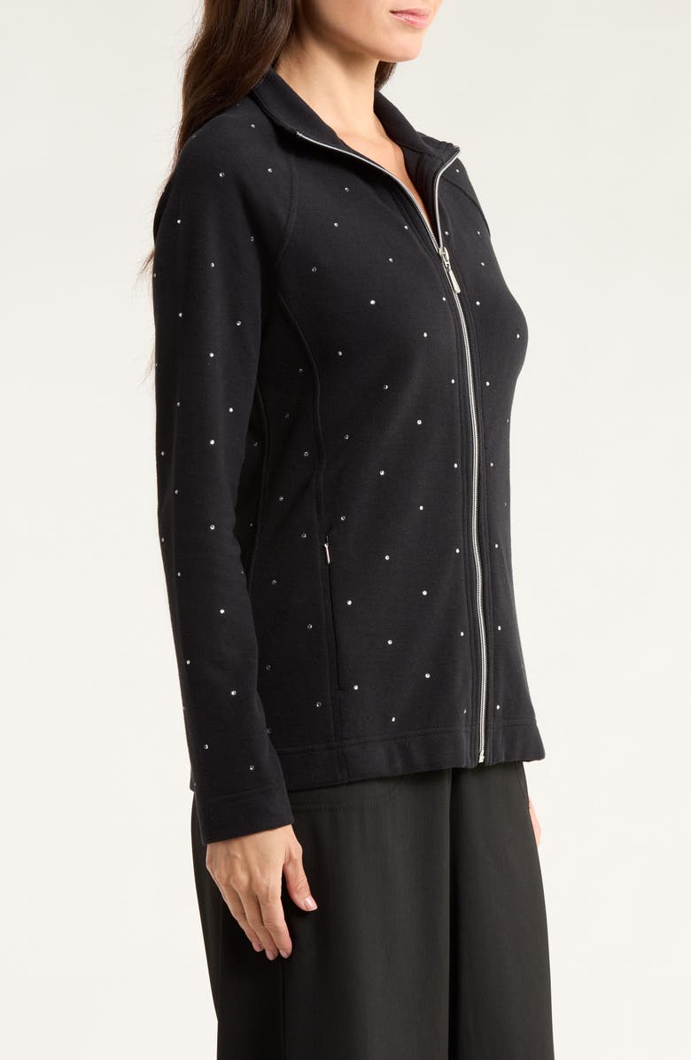 Tommy Bahama Aruba Rhinestone Zip Cardigan, Alternate, color, Black