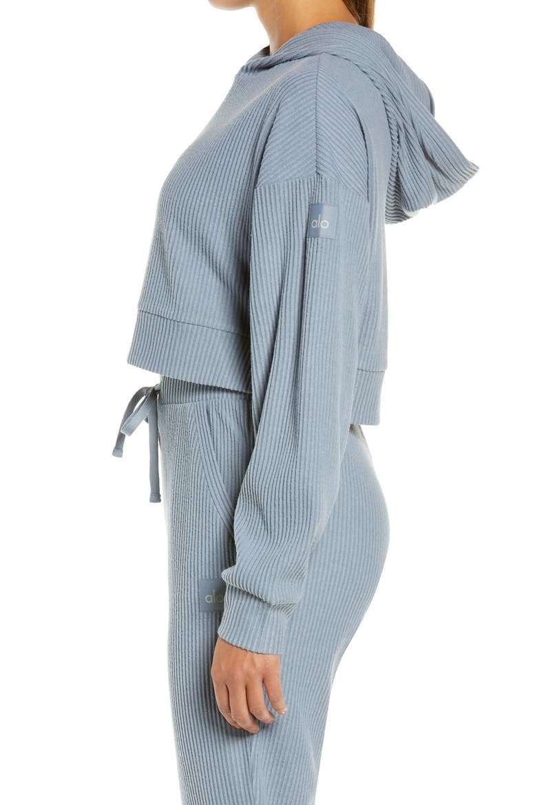 Muse Rib Crop Hoodie, Alternate, color, STEEL BLUE