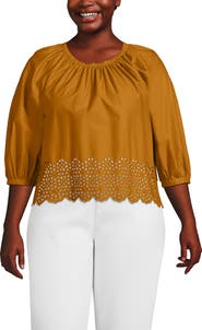 Lands' End Gathered Eyelet Top