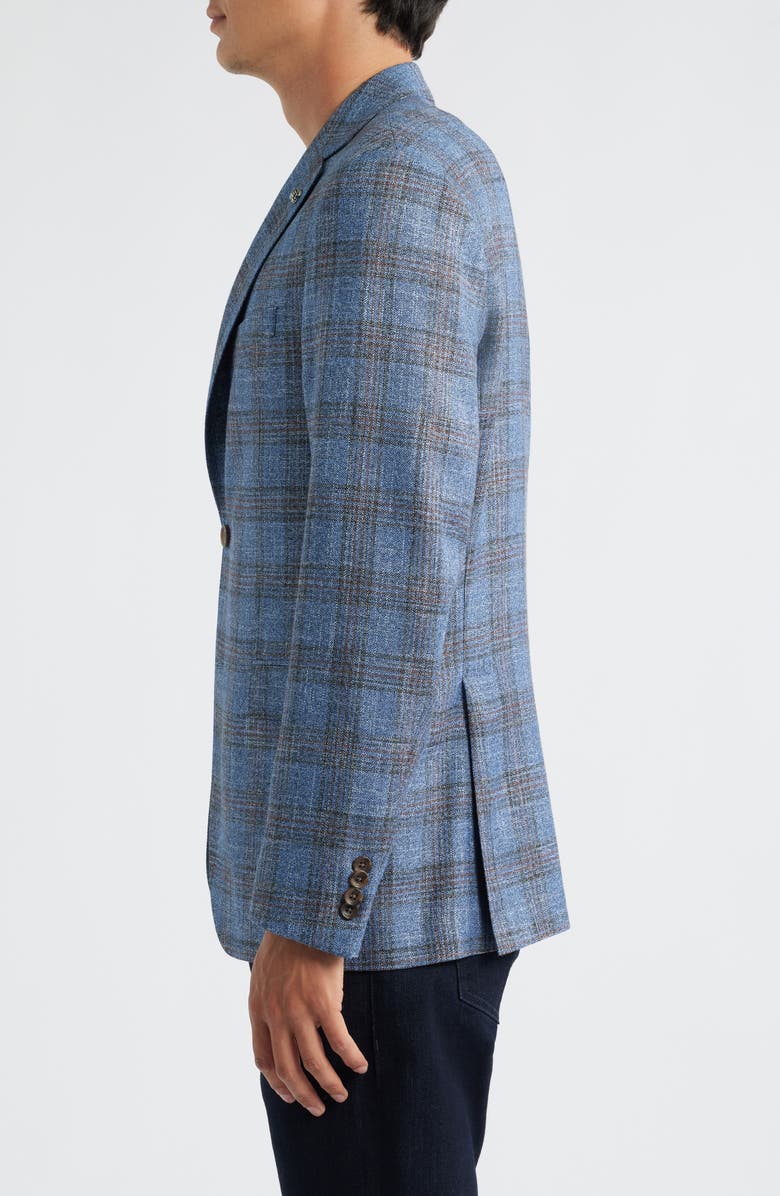Jack Victor Midland Contemporary Fit Marled Plaid Wool Blend Sport Coat, Alternate, color, Light Blue