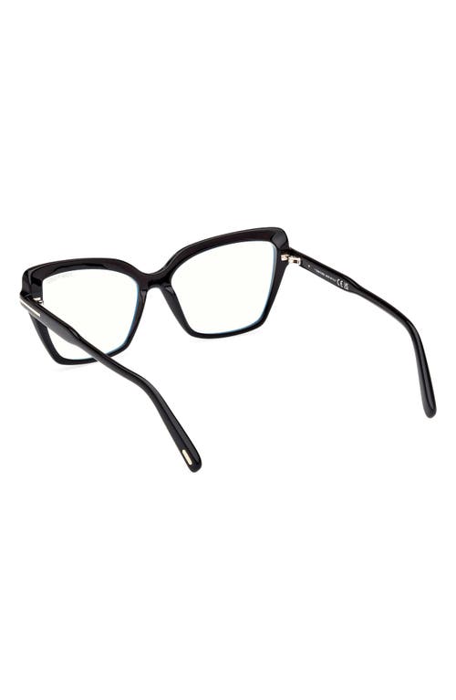 Tom Ford 55mm Cat Eye Blue Light Blocking Optical Glasses In Black