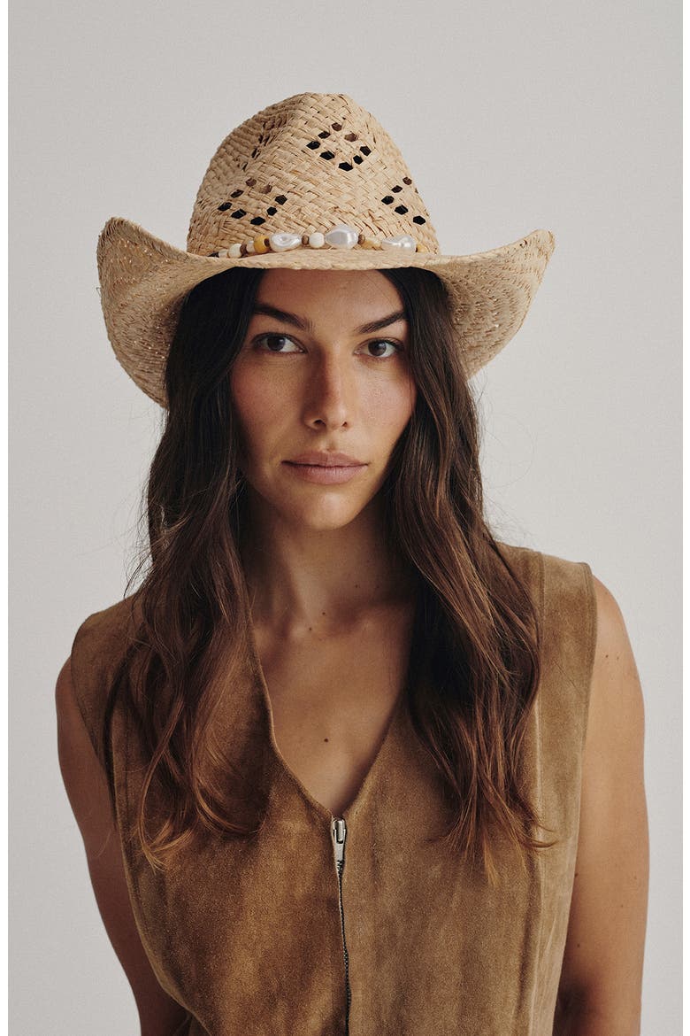 Sol Raffia Cowboy Hat, Alternate, color, NATURAL