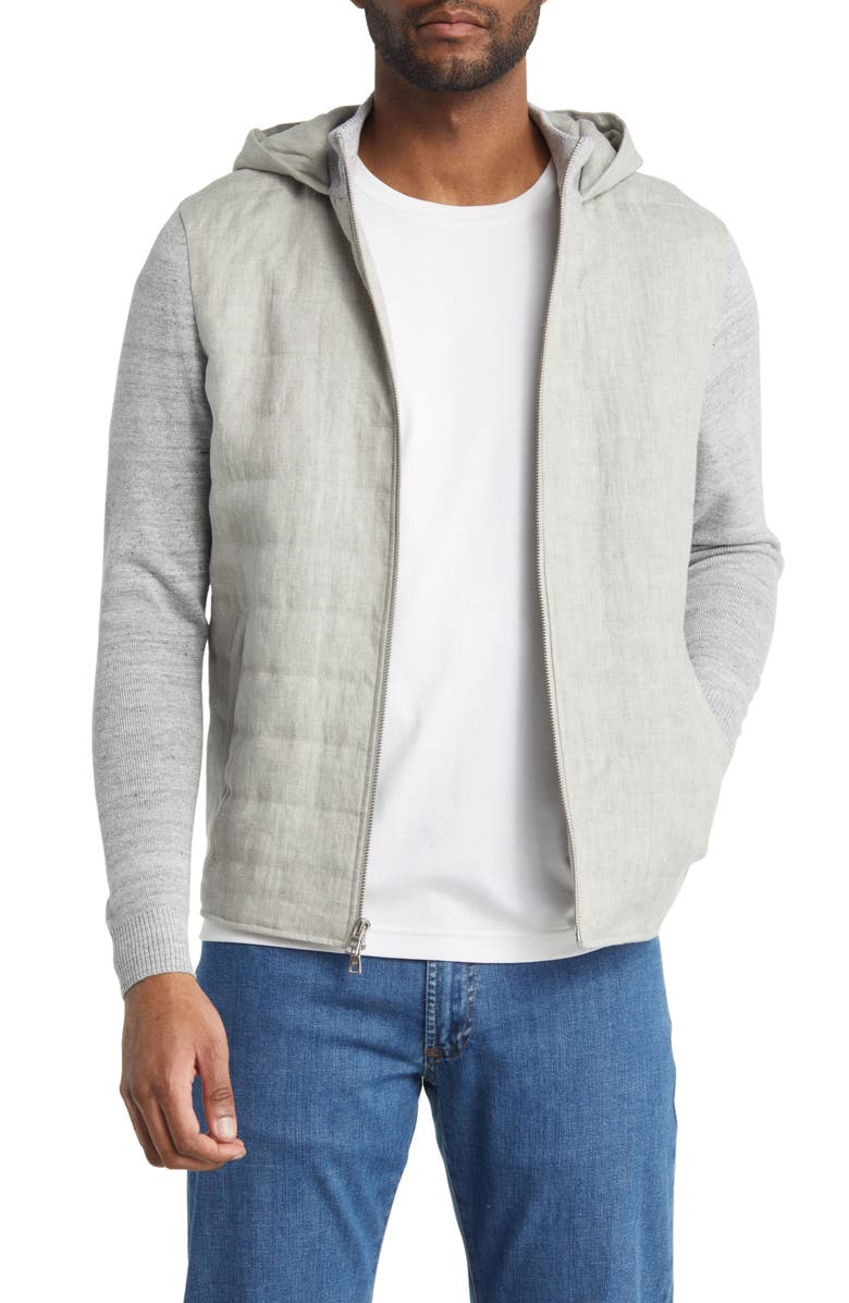 Peter Millar Crown Crafted Journeyman Hooded Wool Blend Bomber Jacket, Main, color,